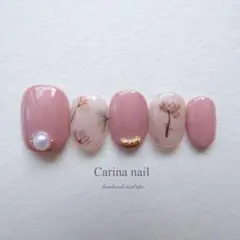 5685 ジェルネイルチップ フラワー 押し花ネイル 花畑 くすみピンク