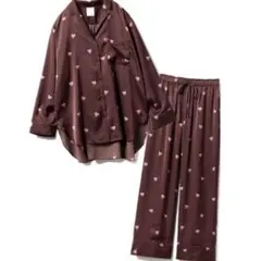 ジェラートピケ ハートチョコシャツ＆ロングパンツ ブラウン バレンタイン