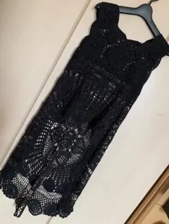 クロシェ編み ブラック トップス