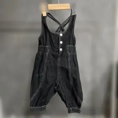 しまむら　soft cheese デニムサロペット 80