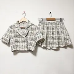 ツイード クロップドジャケット スカートセットアップ