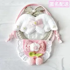 モンぬい ぬい用 羽 付き さくらんぼ スタイ よだれかけ ピンク いつぬい