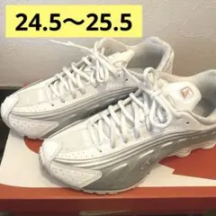 Nike Shox R4 White Metallic Silver 25.5
