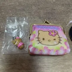 ハローキティ　めじるしアクセサリー　日焼け　がま口ポーチ　日焼けキティ　２点