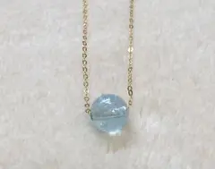 アクアマリン ラウンドビーズネックレス 18KGP 天然石