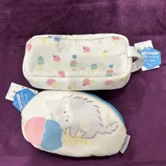 猫柄ボックスペンケースとクッションポーチの2点セット