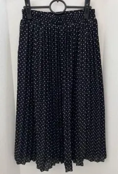 earthmusic&ecology 黒ドット　プリーツ　ロングスカート