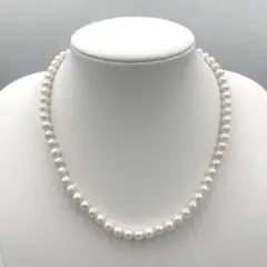 【美珠✨艶テリ良】本真珠 あこや約6.5mmパールネックレス シルバー刻印