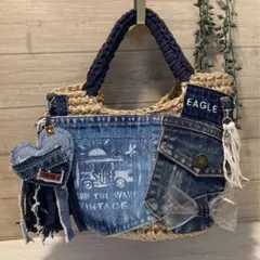 Ｎｏ．634 ハンドメイドバッグ デニムリメイクバッグ リメイクデニムバッグ