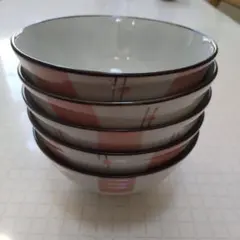 陶器製 飯碗 5個セット 白とピンク