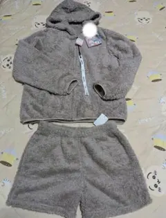 フリースフード付きパジャマセット グレー