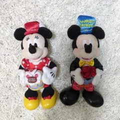 ディズニーリゾートミッキー・ミニー 誕生日ぬいぐるみバッジセット 2019 美品