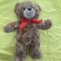 茶色のぬいぐるみ 赤いリボン 約30cm