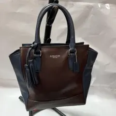 美品】COACH レザー バイカラー トリプルファスナー ハンドバッグ 