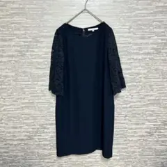 アンタイトルレース袖ネイビーワンピース上品きれいめ　パーティー　卒業式