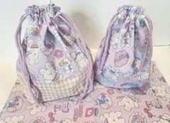 うさぎレトロ3点セットお弁当袋コップ袋 巾着 ランチョンマット給食ハンドメイド