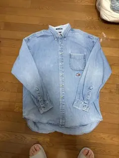 90s トミージーンズ デニムシャツ BD フラッグ刺繍 オーバーサイズ XL