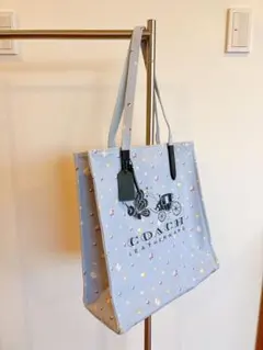 COACH 水色プリント トートバッグ