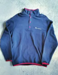 【Champion】スナップT　 プルオーバー 　ネイビー/赤　XLサイズ　古着