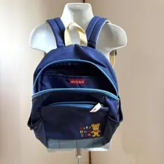 ミキハウス 子供用リュック 美品 クマ刺繍 保育園遠足 ネイビー記名ありのサムネイル