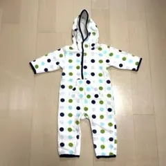 babyGAPカバーオール ロンパース 70 フリース ドット柄 （フード付き）