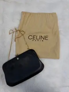 CELINE ブラックレザー クラッチバッグ