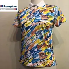 チャンピオン ゴルフ ポロシャツ レディース フラッグ 総柄 Mサイズ