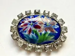 年代物 当時物 お花 ラインストーンで囲まれたvintageブローチ