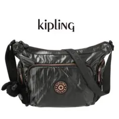 Kipling キプリング クロスボディバッグ ショルダーバッグ 黒 光沢感