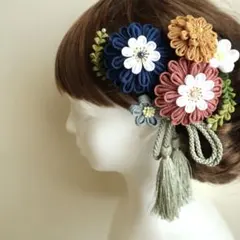 [値下げ]くすみ系♪ 和装髪飾り 多色 花飾り タッセル付き
