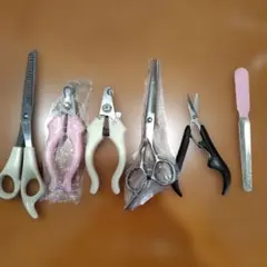 トリミングバサミ ペット用 ハサミセット　鋏、爪切り、ヤスリ6点セット