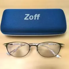 Zoff 緑色オーバルフレーム メガネ 度なし