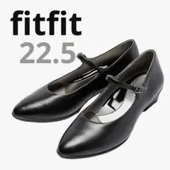 フィットフィット　スクエアヒールパンプニーカー　コンフォート　レザー　ストラップ