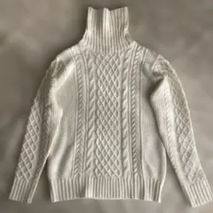 ロシェルroshell ケーブルニット タートルネックセーター　アイボリー　Ｍ