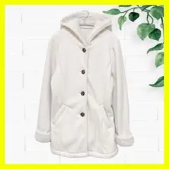 【美品】裏ボア 前開きボタン フーデットコート M アウター ジャケット