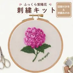 図案付き布と刺繍糸と針のみ！ ふっくら紫陽花 刺繍キット