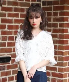 ヴィンテージ開襟レースブラウス