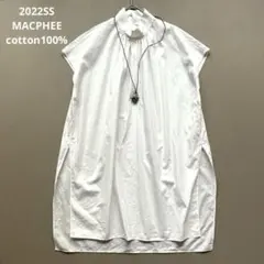 216美品マカフィー22SSコットン100％スタンドカラーブラウス白36日本製