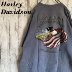 【希少】ハーレーダビッドソン 半袖 Tシャツ 両面プリント XL ブルー 古着