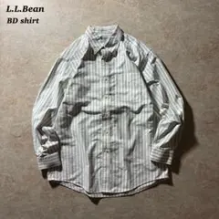 L.L.Beanストライプシャツ L/Sホワイト美品グランパ古着unisexレア