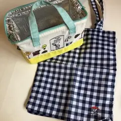 スヌーピー 保冷ランチバッグ チェック柄のエコバッグ