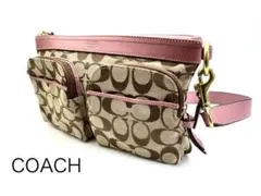 美品【COACH】コーチ ショルダーバッグ シグネチャー ボディバッグ ピンク