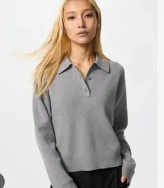 スムースコットンポロセーター　sグレー