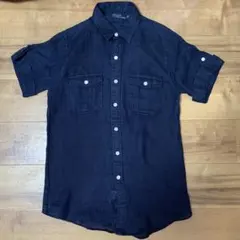 Polo by Ralph Lauren 半袖リネンシャツ ネイビー　Mのサムネイル