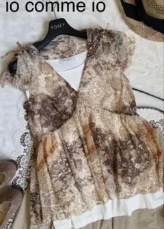 io comme io 花柄ノースリーブトップス M