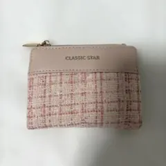 ツイード風　二つ折り財布　ピンクのサムネイル