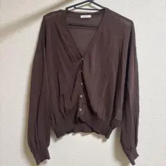 URBANRESEARCH シアー素材 Vネックカーディガン ブラウンのサムネイル