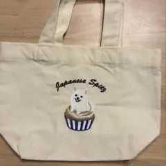 日本スピッツ 刺繍 ミニトートバッグ ハンドメイド