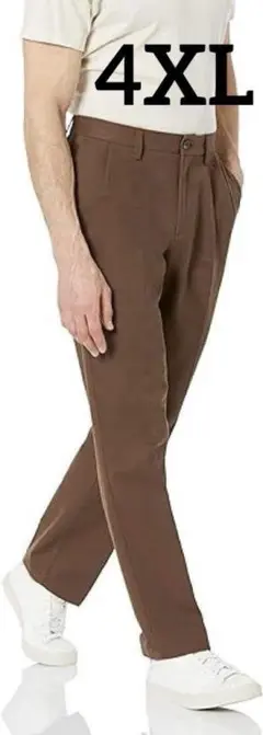 チノパン 4XL タック入り 防シワ加工 クラシックフィット メンズ ブラウン