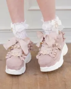 LIZLISA ビジューベルト厚底スニーカー ピンク M